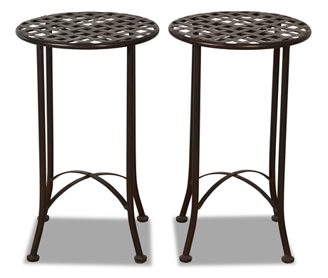 Pair 26" Lattice Style End Tables