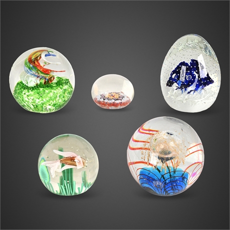 Luminous Studio Art Glass Paperweights – Gibson 1992 Signed & Ensemble