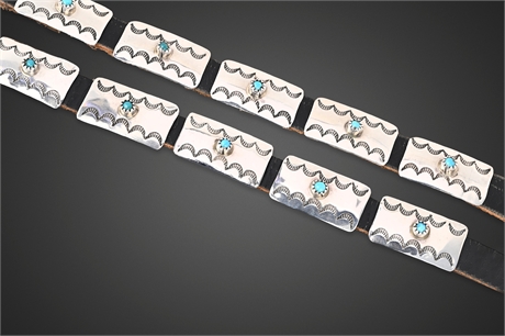 Petite Navajo Sterling Silver & Sleeping Beauty Turquoise Concho Belt