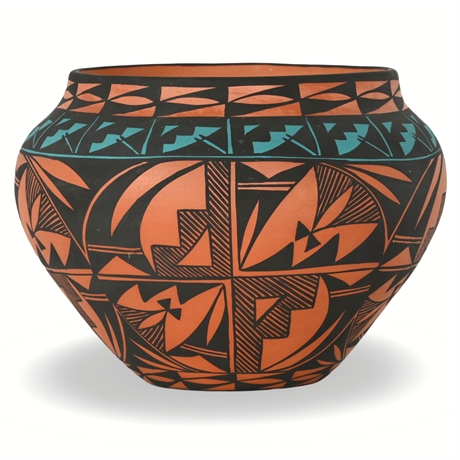 Emmalita C. Chino Acoma Pueblo Pottery Jar – Geometric Design, Signed