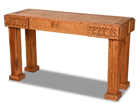 Rustic Carved Console Table