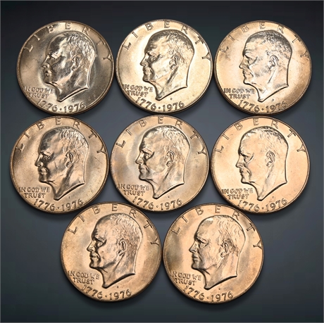 1976 (8) Eisenhower Bicentennial Uncirculated Dollars