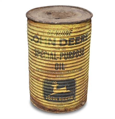 Vintage John Deere 55 Gallon Ribbed Oil Barrel
