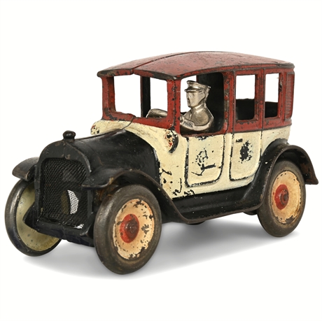 Arcade Cast Iron Touring Sedan with Driver, 1920s Original Paint