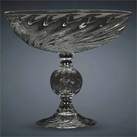 14" Hand-Blown Glass Pedestal Centerpiece Bowl