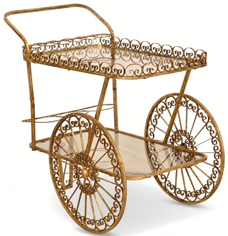 Mid-Century Gilt Iron Tea Cart