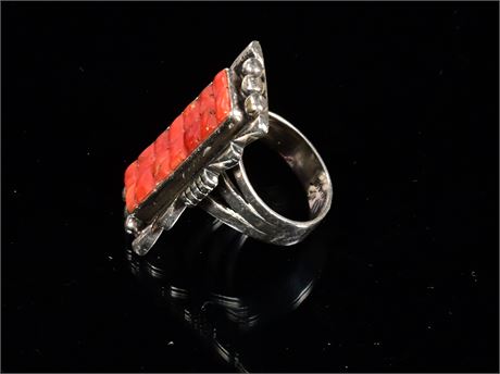 Sterling Silver and Coral Ring