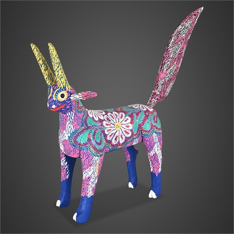 Pepe Santiago Oaxaca Alebrije — Hand-Carved Mythical Antelope, Floral Motif, 10½