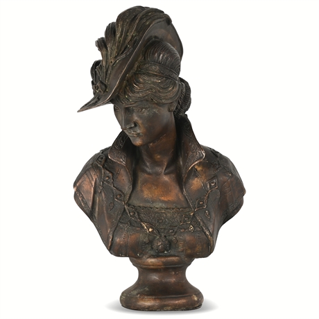 19th Century Copper Bust of a Victorian Woman – 16" Height