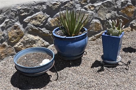 Blue Glazed Ceramic Pots