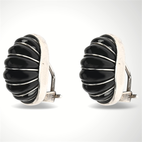 Pepe Cerro Blanco Black Onyx and Sterling Silver Earrings