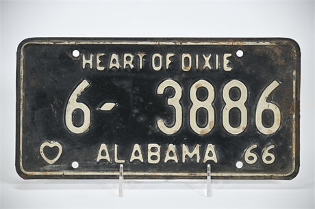 Alabama Heart of Dixie '66  License Plate