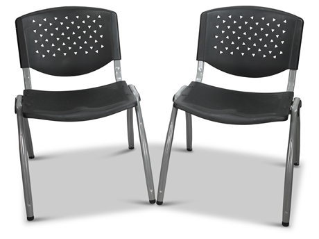 Pair Contemporary Stacking Commercial Chairs
