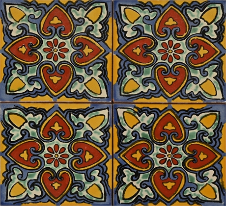 4.25" X 4.25" Talavera Tiles, 90 pieces