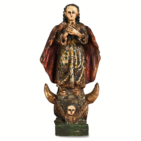 Polychrome Wood & Plaster Santos — Inmaculada Concepción, Colonial Latin America