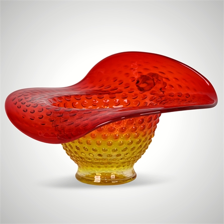 Kanawha Amberina Hobnail Jack-in-the-Pulpit Basket Bowl