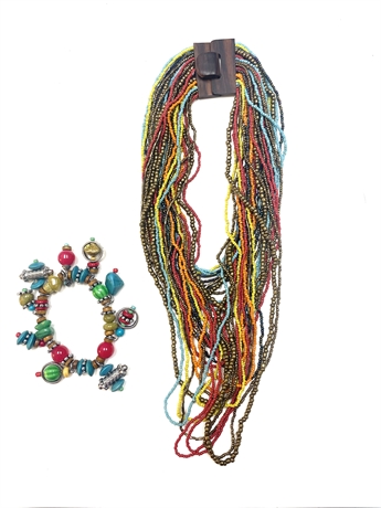 Colorful Necklace And Bracelet Set