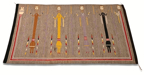 1950-1960s Rainbow Yei Navajo Rug