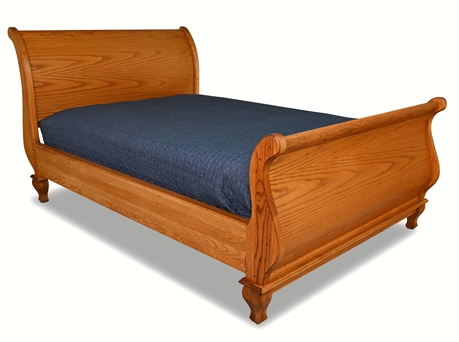 Classic Oak Sleigh Bed by Colliers of Colorado and Beautyrest Full Mattress