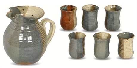 Vintage Hanselmann Pottery Pitcher and Cup Set