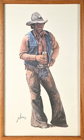G. Snidow “Ain’t No City Beer” Framed Western Print, 1976