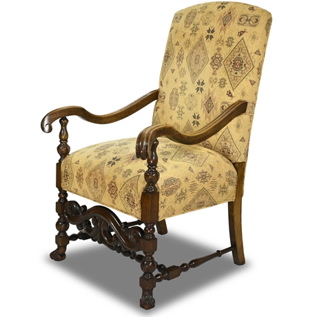 Antique Italian Renaissance Carved Walnut Jacobean Style Armchair