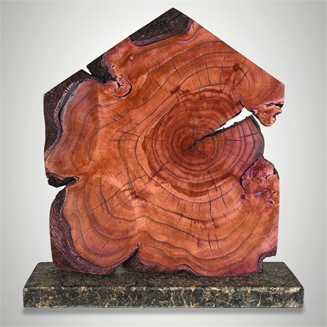 Ross Van Dusen Western Red Cedar Sculpture on Polished Granite Base, 16"