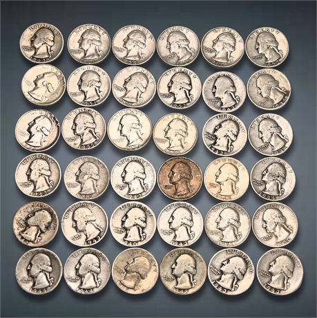 36 Washington Silver Quarters