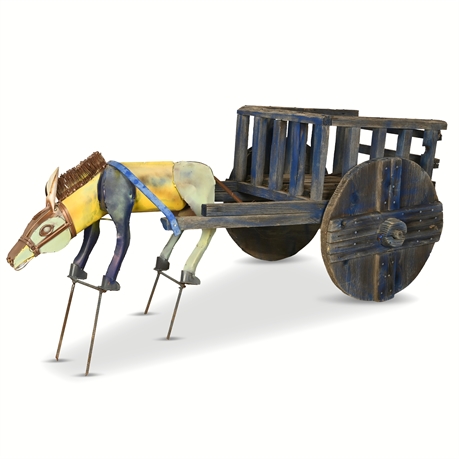 35" Lawn 'Burro' Sculpture with Wagon