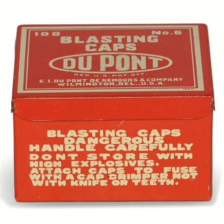 1939 DuPont No. 6 Blasting Caps Box – 100 Count, Groundhog Mine, Vanadium, NM