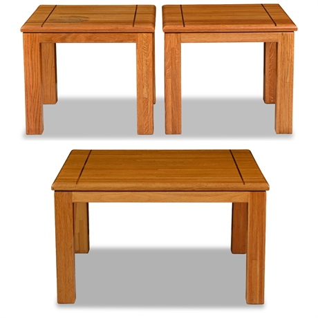 Mid-Century Butcher Block Style Living Room Tables