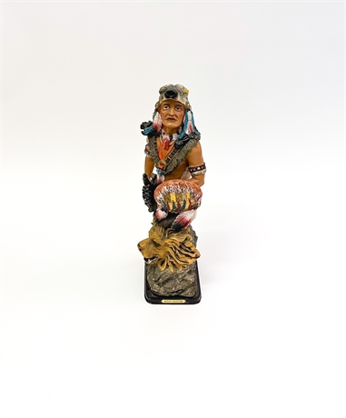 Katelyn Collection Native Figurine on Wood Base with Lion Head