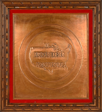 Embossed Copper Border Patrol Emblem Framed