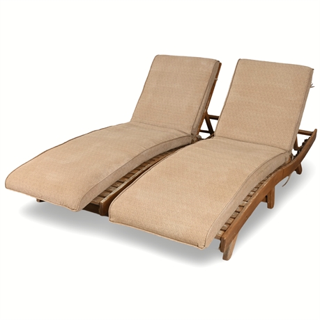 Gambo Natural Wood Adjustable Outdoor Lounger Chairs