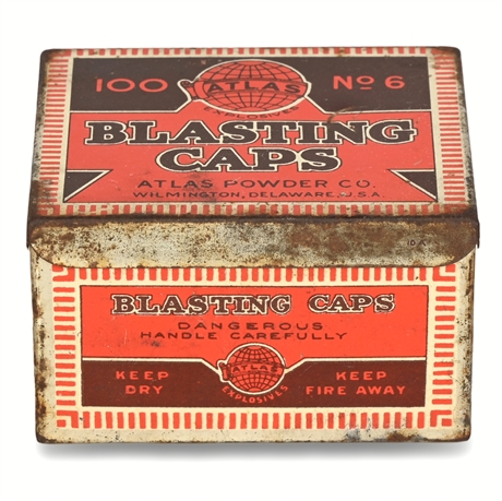 Atlas Powder Company Blasting Caps Tin – 100 No. 6 (Empty)