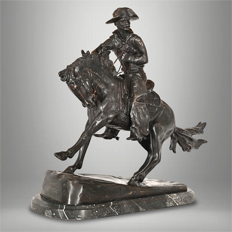 "The Cowboy"  Frederic Remington Bronze— Marble Base, 40 Lbs