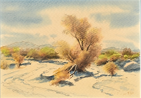 William J. Bartko Desert Watercolor Landscape, Signed
