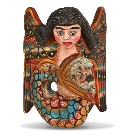 Vintage Guerrero Mexican Folk Art Mermaid Sculpture