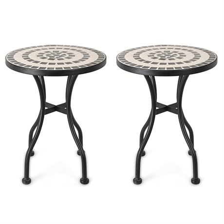 Pair of 18" Mosaic Tile Top Side Tables