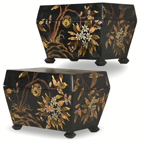 Pair of Chinese Black Lacquer Boxes