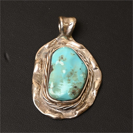 Vintage Sterling Silver & Turquoise Pendant