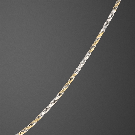 18" 14K Italy Two-Tone Gold Rope Chain Necklace