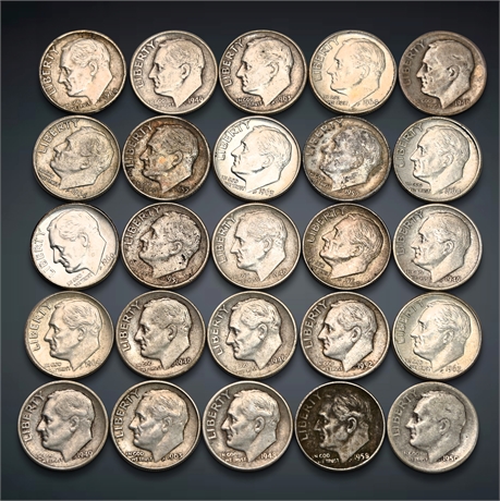 (25) Roosevelt Silver Dimes