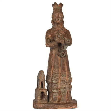 Terracotta Sculpture of Santa Barbara with Tower