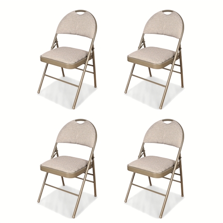 COSCO Set of 4 Folding Chairs — Model 60976TBW1, Fabric Padded