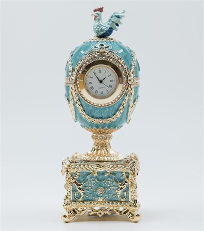 Vintage-Style Turquoise “Petushok” (Cockerel) Fabergé-Style Egg