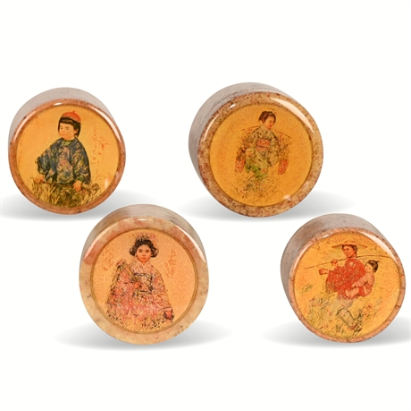 Soapstone 'Oriental Gold' Trinket Boxes