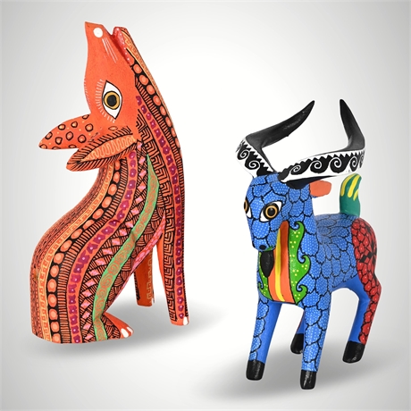 Roxana & Jesús Hernández Alebrijes – Wolf & Goat, Copal Mágico Oaxaca Mexico