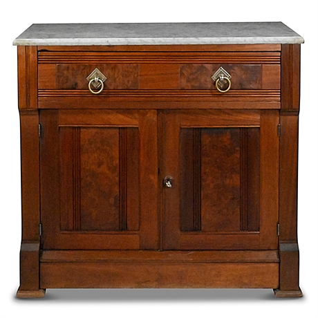 Antique Walnut Marble Top Dry Sink