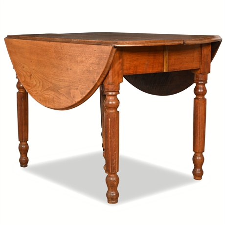 1870s Walnut Drop-Leaf Extension Dining Table